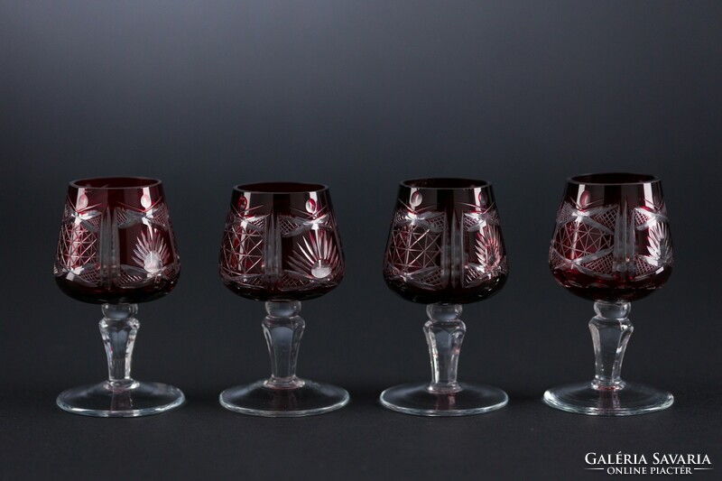 Glass, base, short drink glass, burgundy, 4 pieces