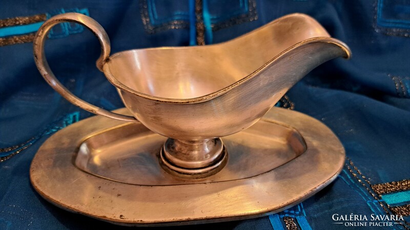 Antique silver-plated sauce bowl, small saucer with tray (m3585)