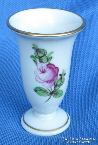Herend mini porcelain vase with flower pattern, violet vase, marked, 6.1 cm high,