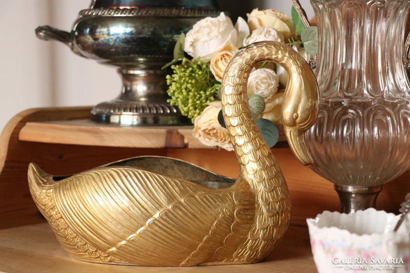 Copper swan bowl, centerpiece