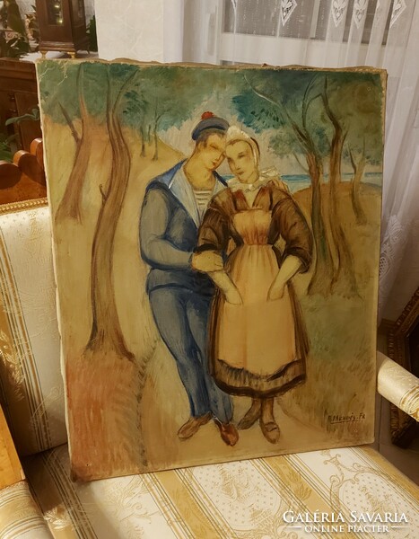 René mendes antique French painting!