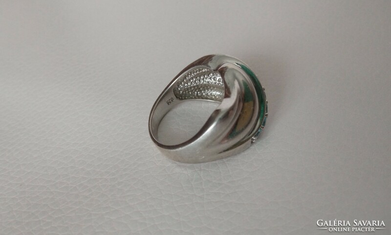 Rhodium-plated silver ring