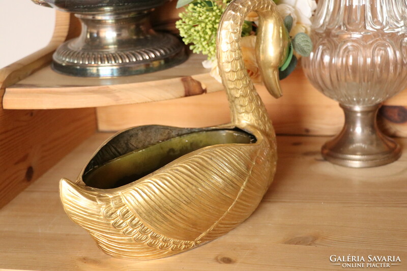 Copper swan bowl, centerpiece