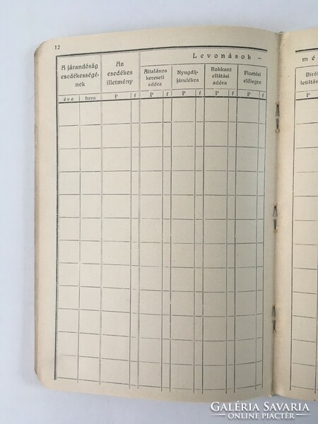 Századeleji, '20-'30-as évekből származó fizetési könyv