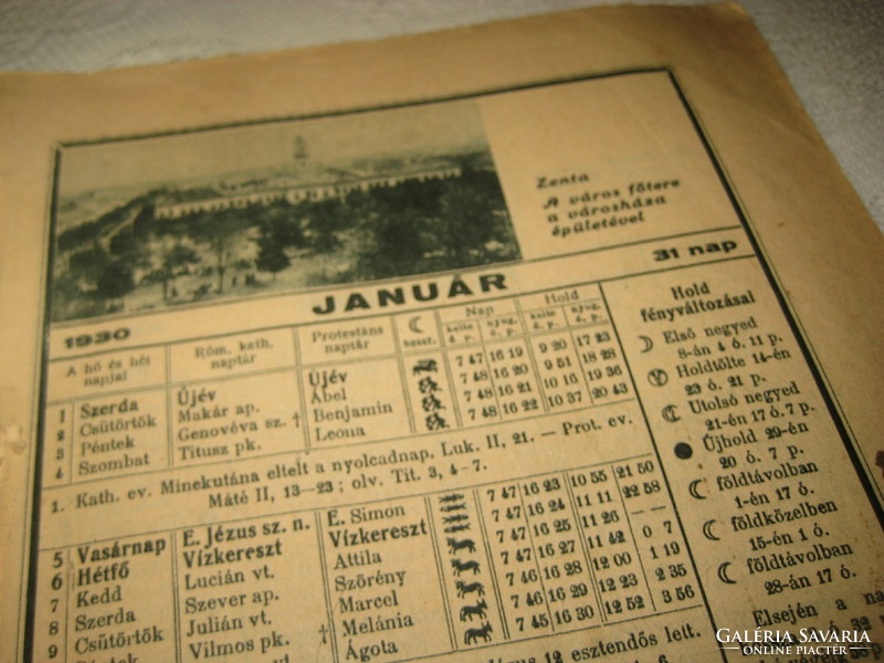 Calendar 1930, 1 page is missing at the front and at the end