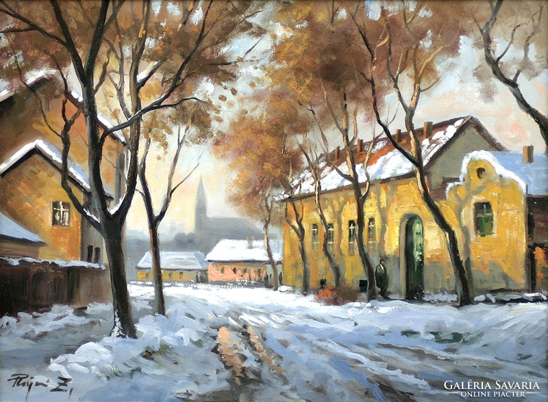 Zoltán Rajczi: January afternoon - with frame 40x50 cm - artwork: 30x40 cm - 167/394