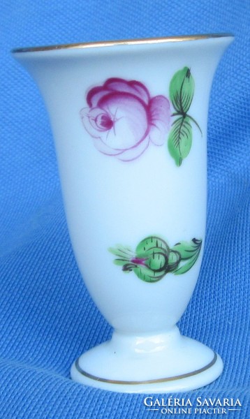 Herend mini porcelain vase with flower pattern, violet vase, marked, 6.1 cm high,