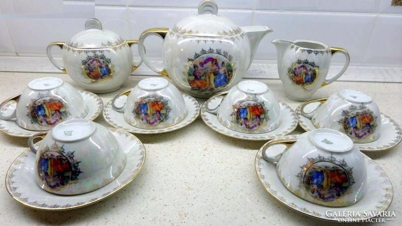 Drasche luster-glazed large cup 6-person antique tea set - art&decoration