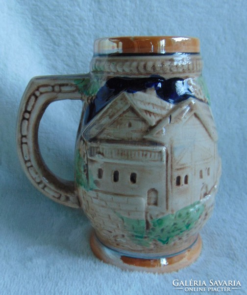 Retro German colored relief pitcher