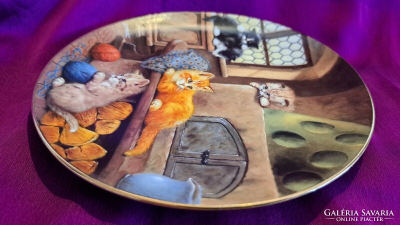 Puppy kitten porcelain decorative plate, cat wall plate 3 (l3567)