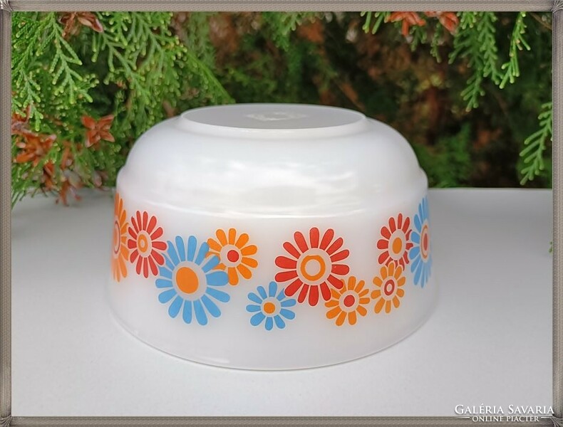 Schott mainz flower pattern Jena milk glass deep bowl