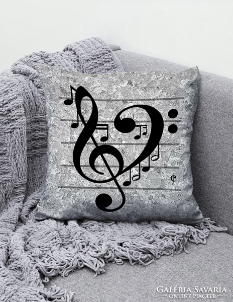 Unique decorative pillow cover, pillow cover with treble clef motif