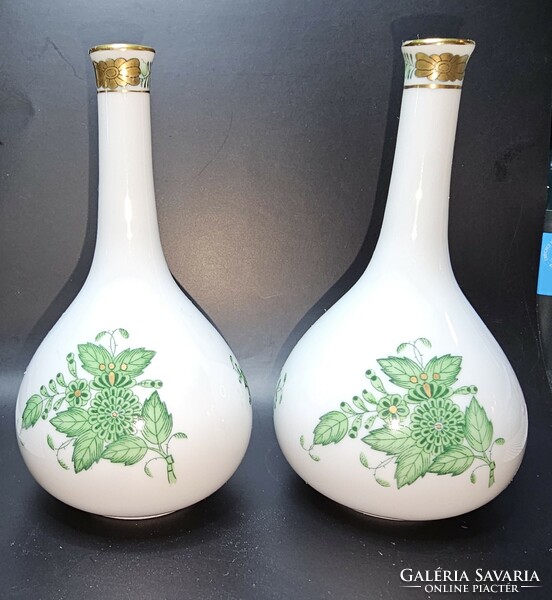 Pair of small vases with green aponi pattern from Herend