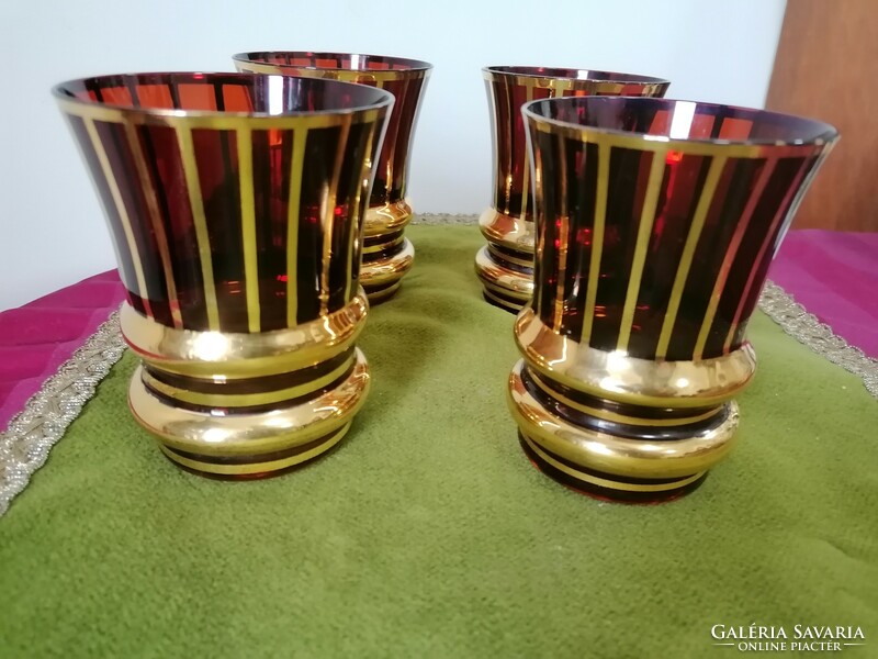 Beautiful Czech bohemia art deco glass cup 4 pcs