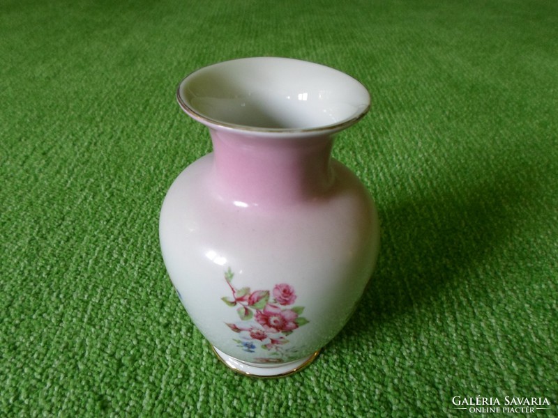 Antik, színátmenetes rózsaszín öblös hollóházi váza