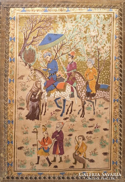 Sanjar Sultan historical scene - silk screen - medieval scene
