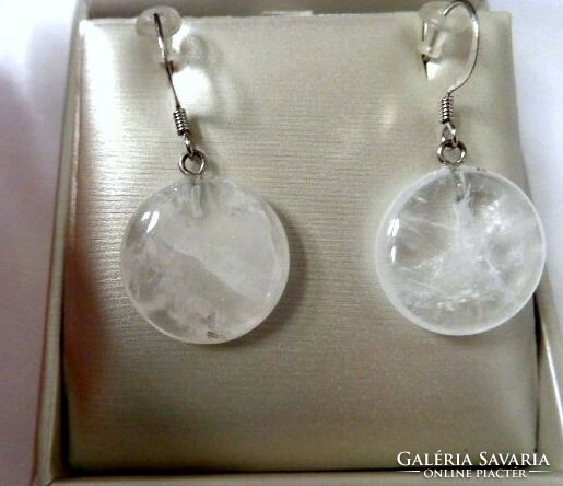 Rock crystal disc earrings