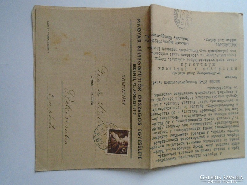 D194141  Postázott MBOE körlevél-Frankó László postaigazgató Békéscsaba 1947 -Magyar Bélyeggyűjtők