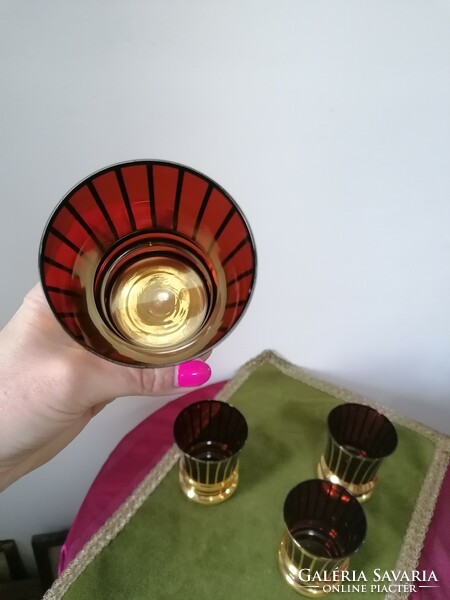 Beautiful Czech bohemia art deco glass cup 4 pcs