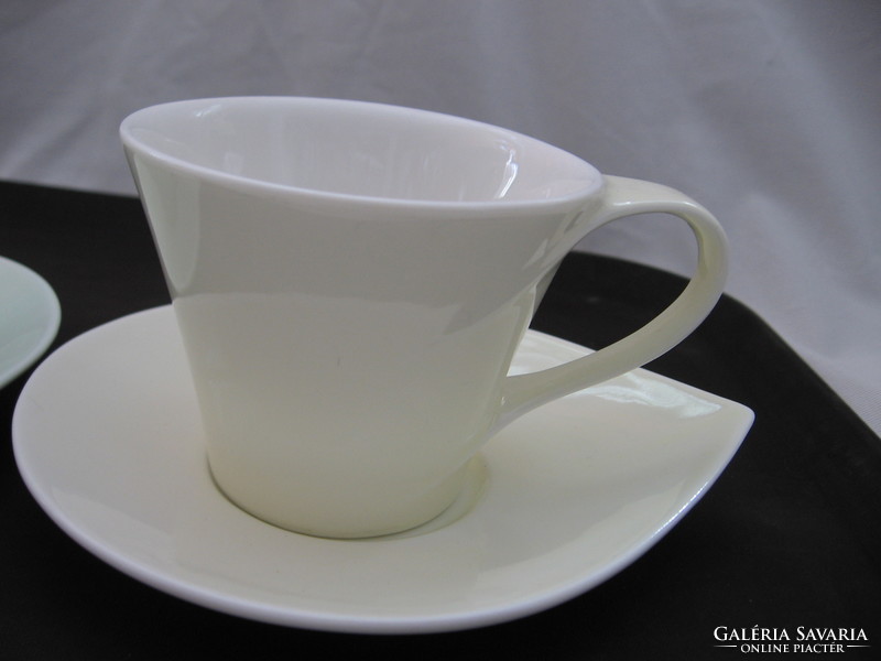Pair of pale green and yellow coffee, cappuccino, tea design set