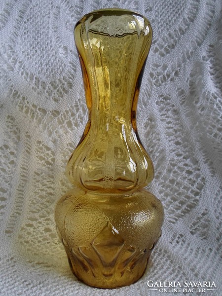 Art deco nagy, vastag üveg hurkás váza, hibátlan  26,5 cm