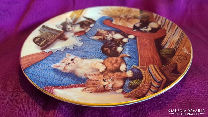 Puppy kitten porcelain decorative plate, cat wall plate 1 (l3565)
