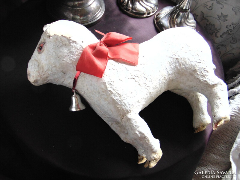 Old paper mache Easter lamb with bells