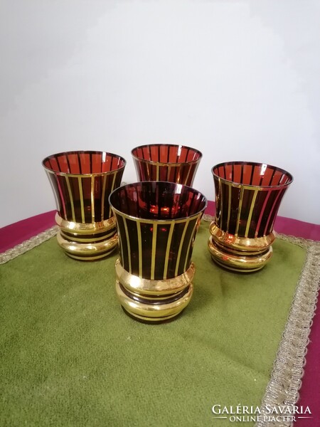 Beautiful Czech bohemia art deco glass cup 4 pcs