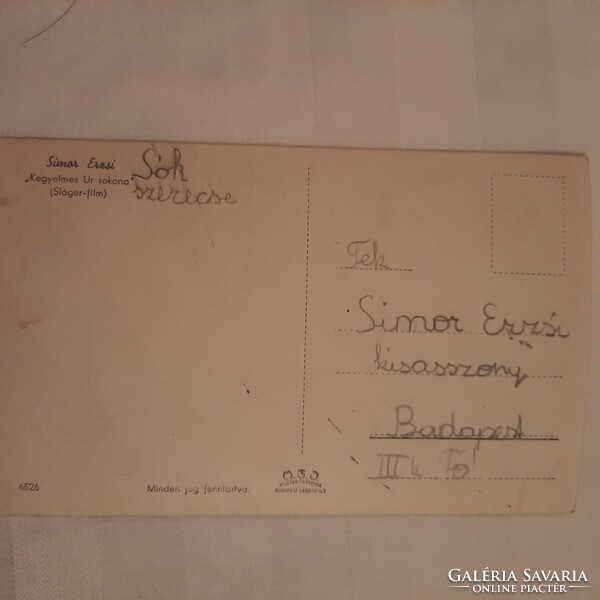 Photo by Erzsi Simor / relative of Mr. Film/ Hungarian film office with photographed signature