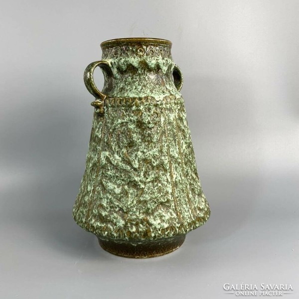 Stein olive green ceramic floor vase - west germany -