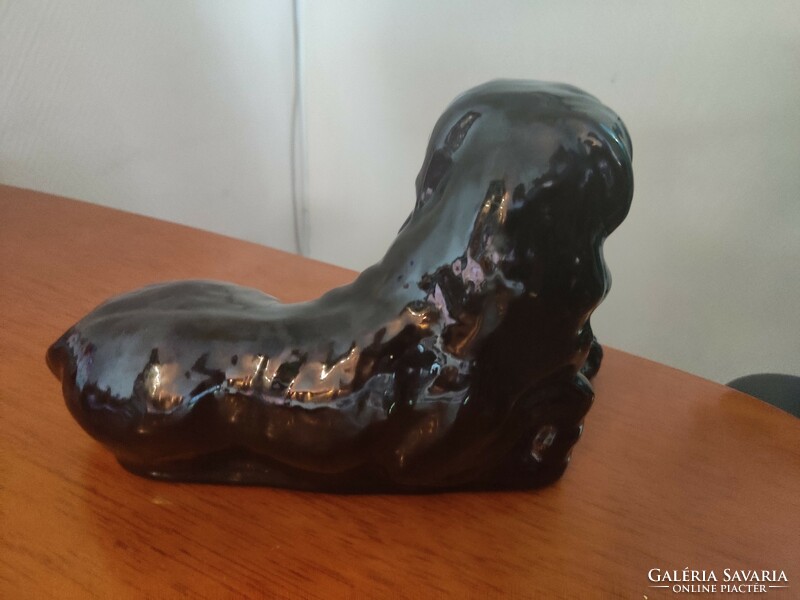 Glazed black ceramic dog - 28*17*13cm