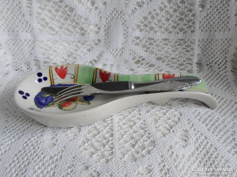 Hand-painted large porcelain cutlery holder, 28 x 11 cm