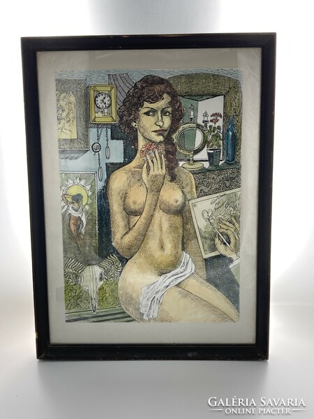 Endre Németh(1943-): woman from Pest, nude, 1980 - mixed media, ink