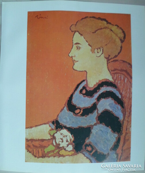Rippl-Rónai József-nyomat: Kékruhás nő (1901)