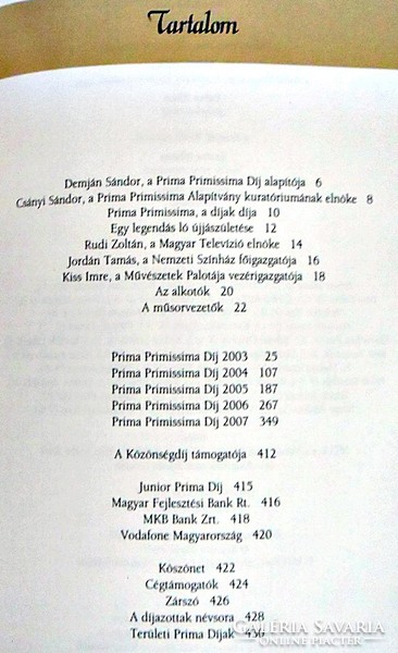 Prima Primissima évkönyv 2003-2007