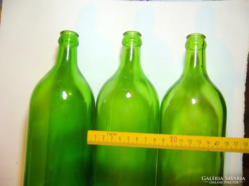 Nagyon rövid nyakú zöld üveg régi 1 literes LÁTVÁNYOS gyönyörű dekoratív retró minőségi különleges !