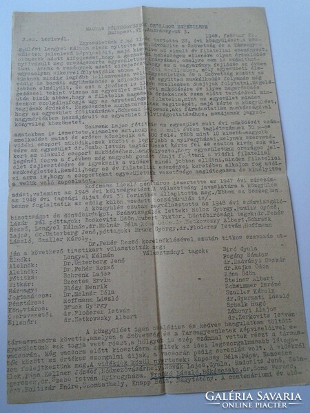 D194139  Postázott MBOE körlevél-Frankó László postaigazgató Békéscsaba 1948 -Magyar Bélyeggyűjtők