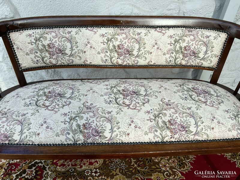 Original Art Nouveau bench with armrests