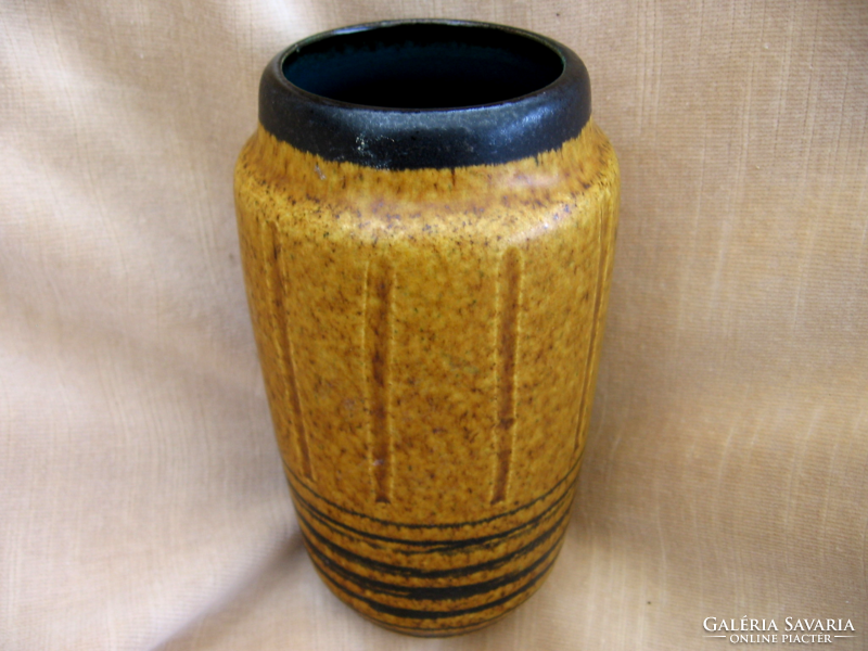 Retro scheurich w. Germany ocher yellow and black vase 231 15