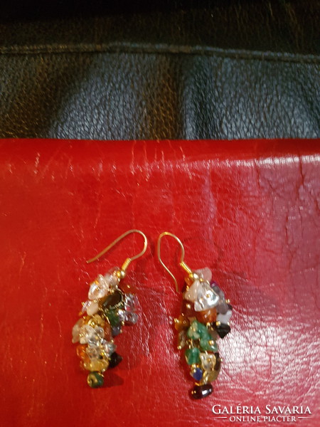 Unique handmade earrings-tiffany glass/semi-precious stones.