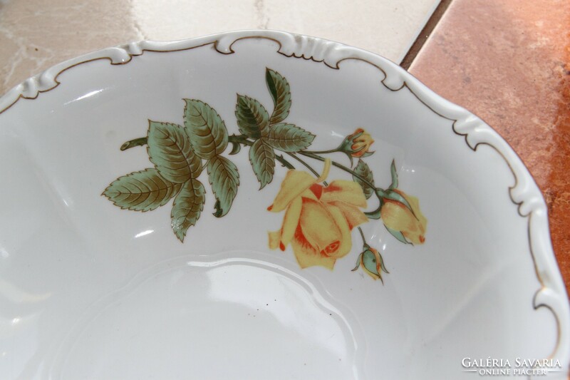 Zsolnay yellow rose salad bowl