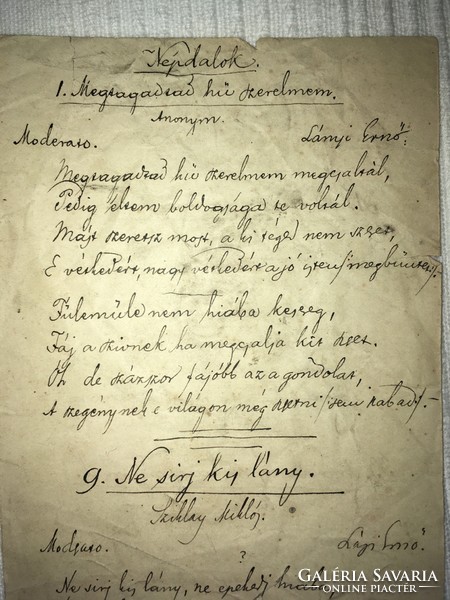 Lányi Ernő álltal írt és dedikált népdalgyüjtemények!!!  Lányi Ernő 1861-1923+