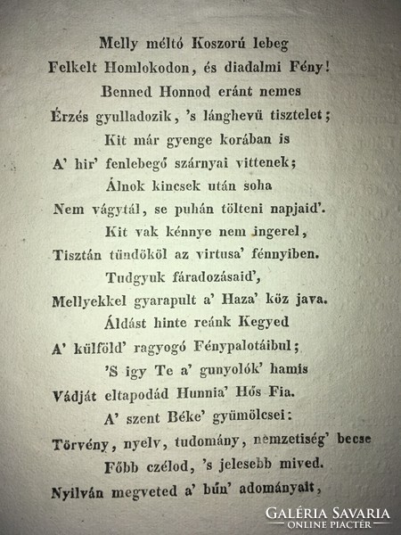 /1852/Gróf Zichy István Úrnak,   ..... Főispányi Székét Elfoglalná,Tiszteletül Nyújtá A Zirczi Czisz