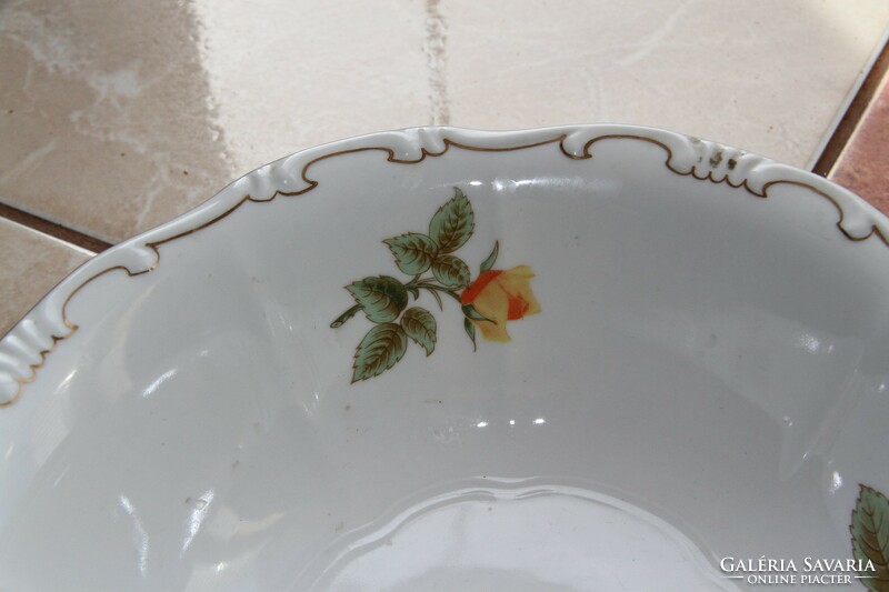 Zsolnay yellow rose salad bowl