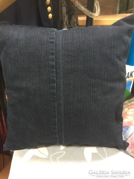 Small decorative pillow, made of denim. Recycled product from old jeans 1.