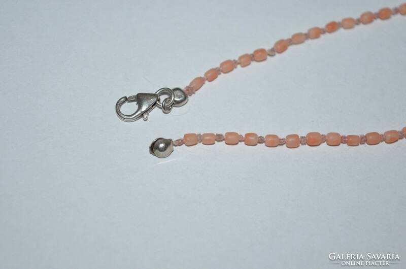 Individually knotted tiny coral bracelet