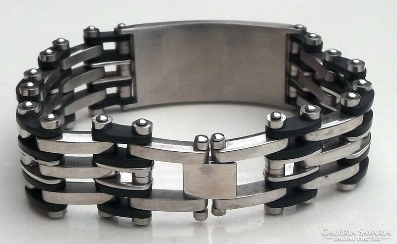 Men's stainless steel bracelet with silicone