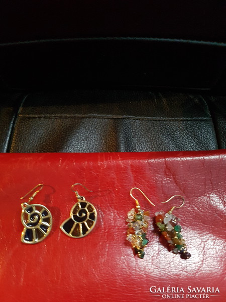 Unique handmade earrings-tiffany glass/semi-precious stones.