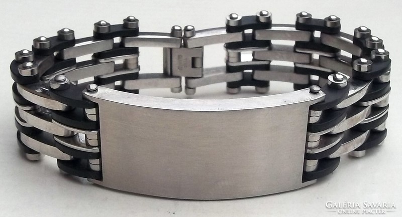 Men's stainless steel bracelet with silicone