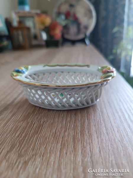 Herend viktória patterned bowl with braided sides